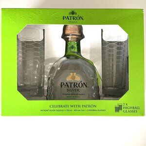 PATRON TEQUILA BOTTLE WITH BAR GLASSES SET NEW BOTTLE DESIGN
